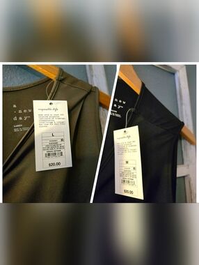 NWT A New Day Sleeveless Knit Midia new day Olive Green and Black Midi Dress Duo